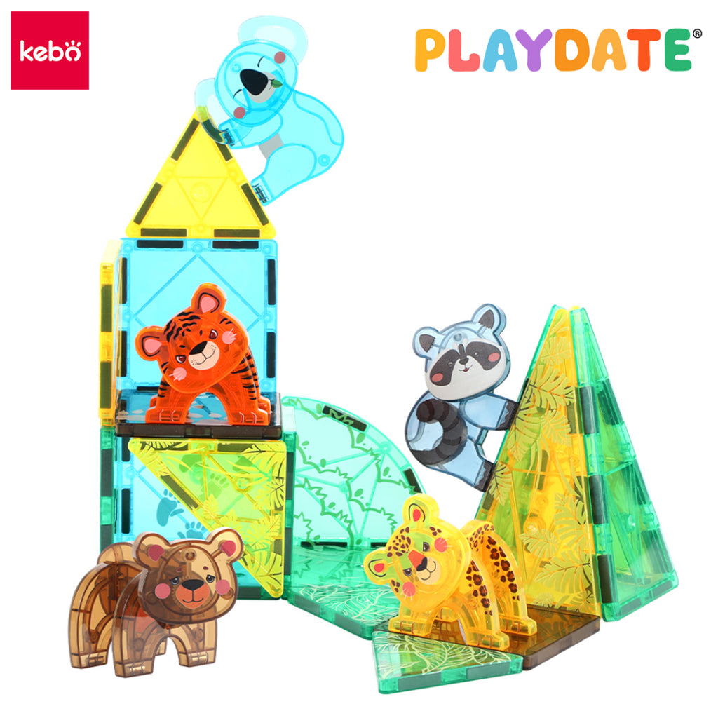 Kebo Magnetic Learning Tiles Jungle Animals Educational Montessori Toys Building Blocks