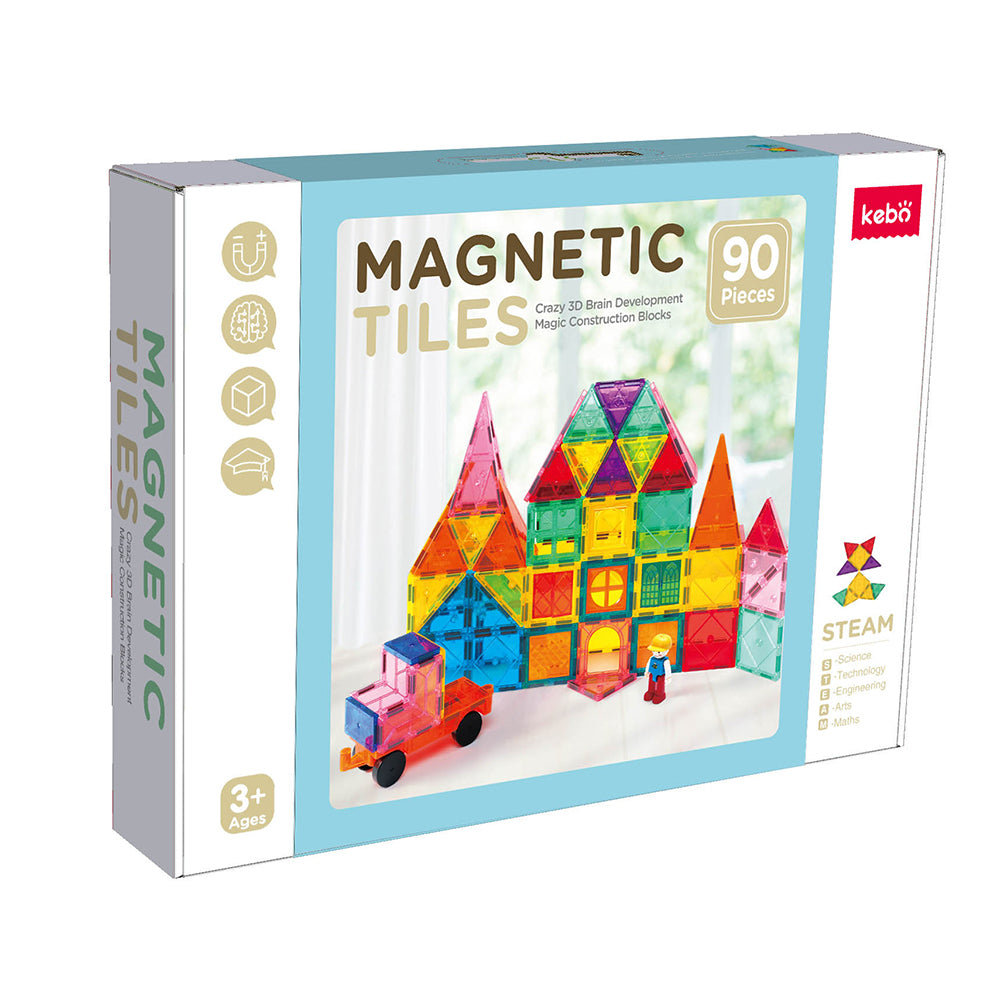 Kebo Creative Playset - 90pcs Educational Magnetic Tiles Building Toy