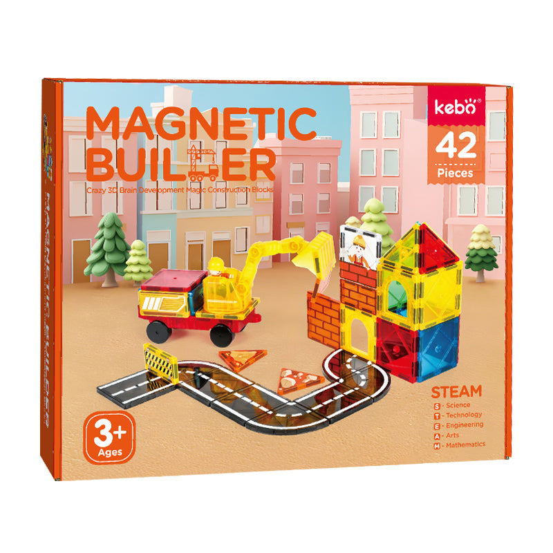Kebo Magnetic Builder Playset - 42pcs Educational Magnetic Tiles Building Toy