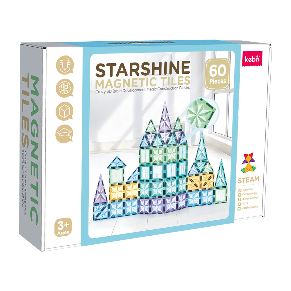 Kebo Starshine Playset - 60pcs Educational Magnetic Tiles Building Toy