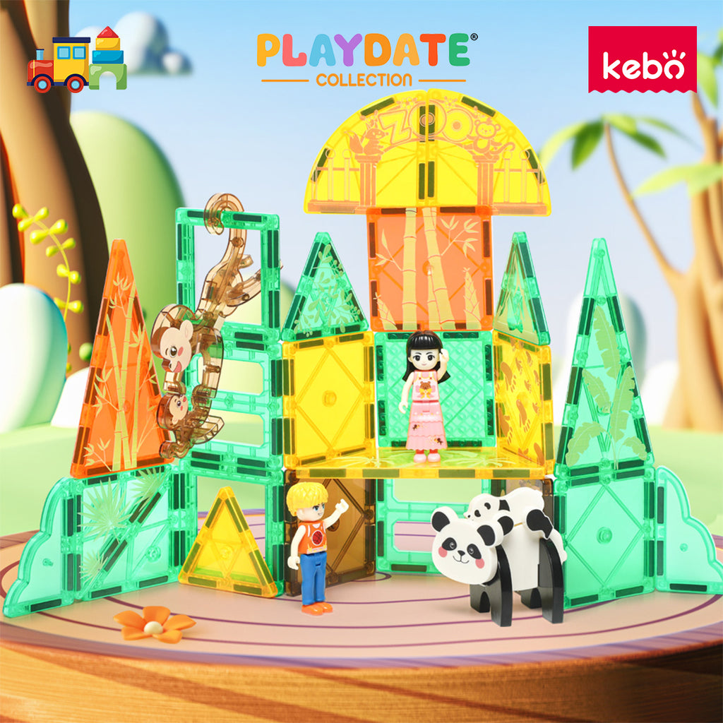 Kebo Parent-Child Animals Playset - 32pcs Educational Magnetic Tiles Building Toy