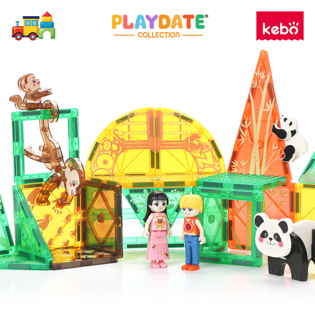 Kebo Parent-Child Animals Playset - 32pcs Educational Magnetic Tiles Building Toy