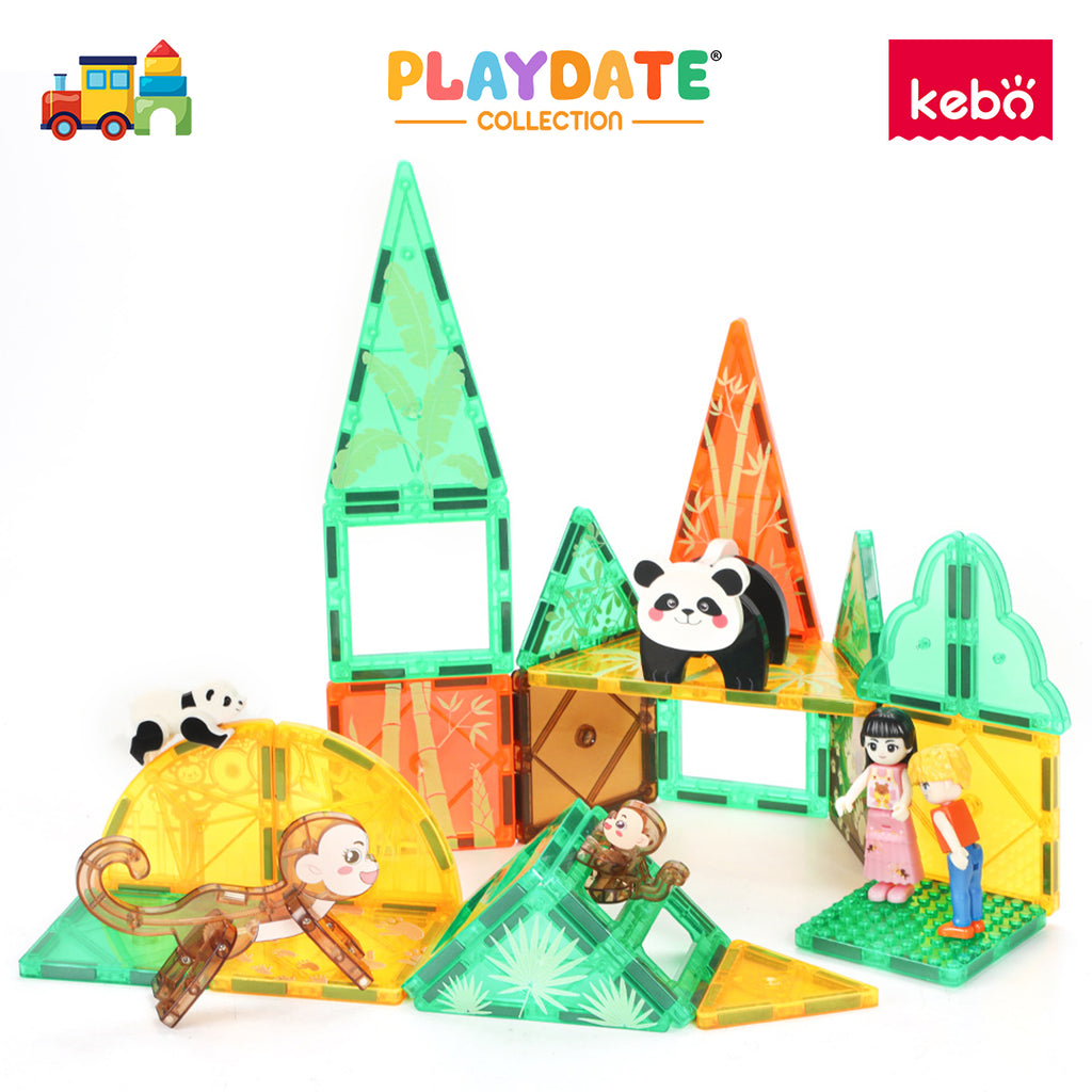 Kebo Parent-Child Animals Playset - 32pcs Educational Magnetic Tiles Building Toy