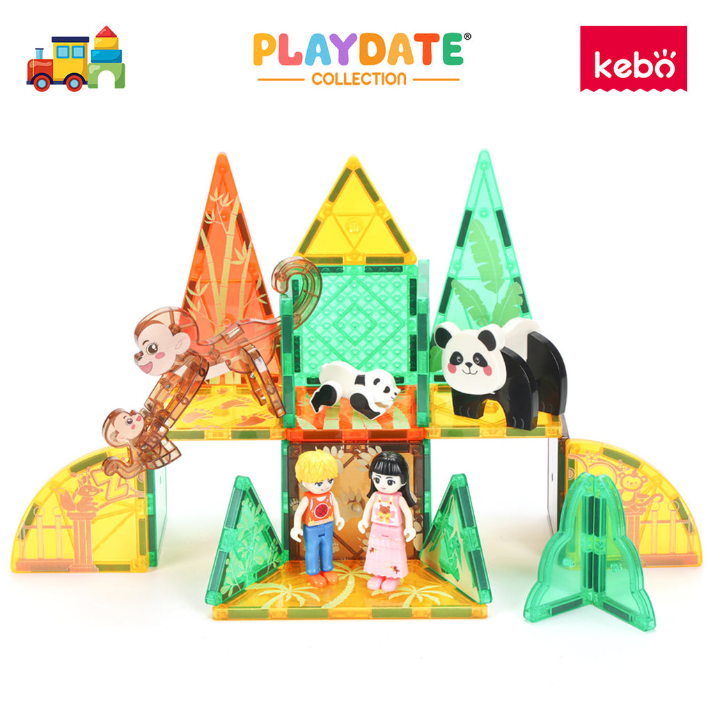Kebo Parent-Child Animals Playset - 32pcs Educational Magnetic Tiles Building Toy