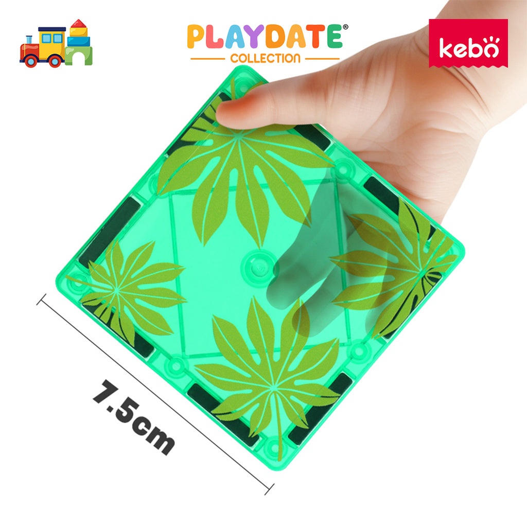 Kebo Dino Zone Playset - 42pcs Educational Magnetic Tiles Building Toy
