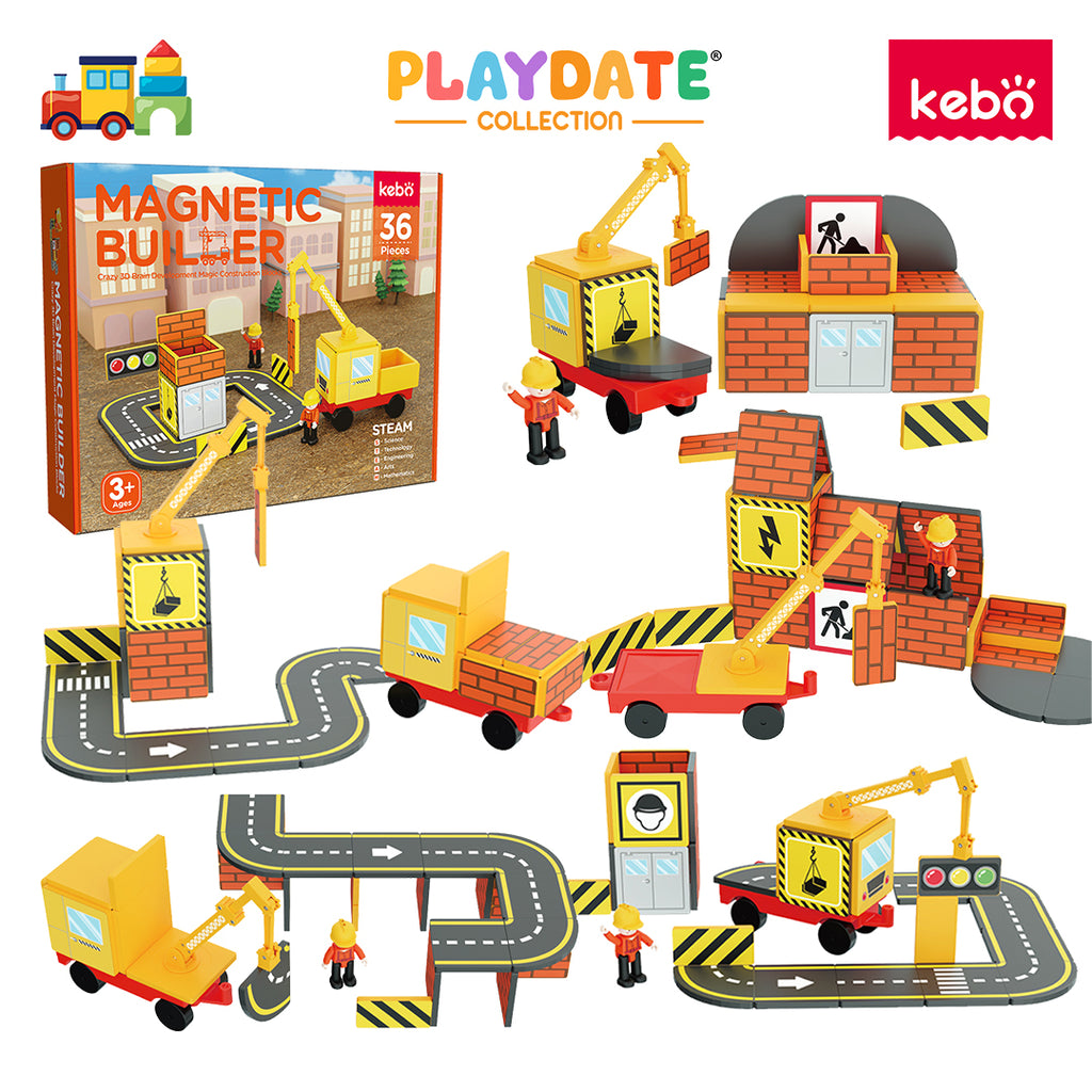 Kebo Magnetic Builder Playset - 36pcs Educational Magnetic Tiles Building Toy