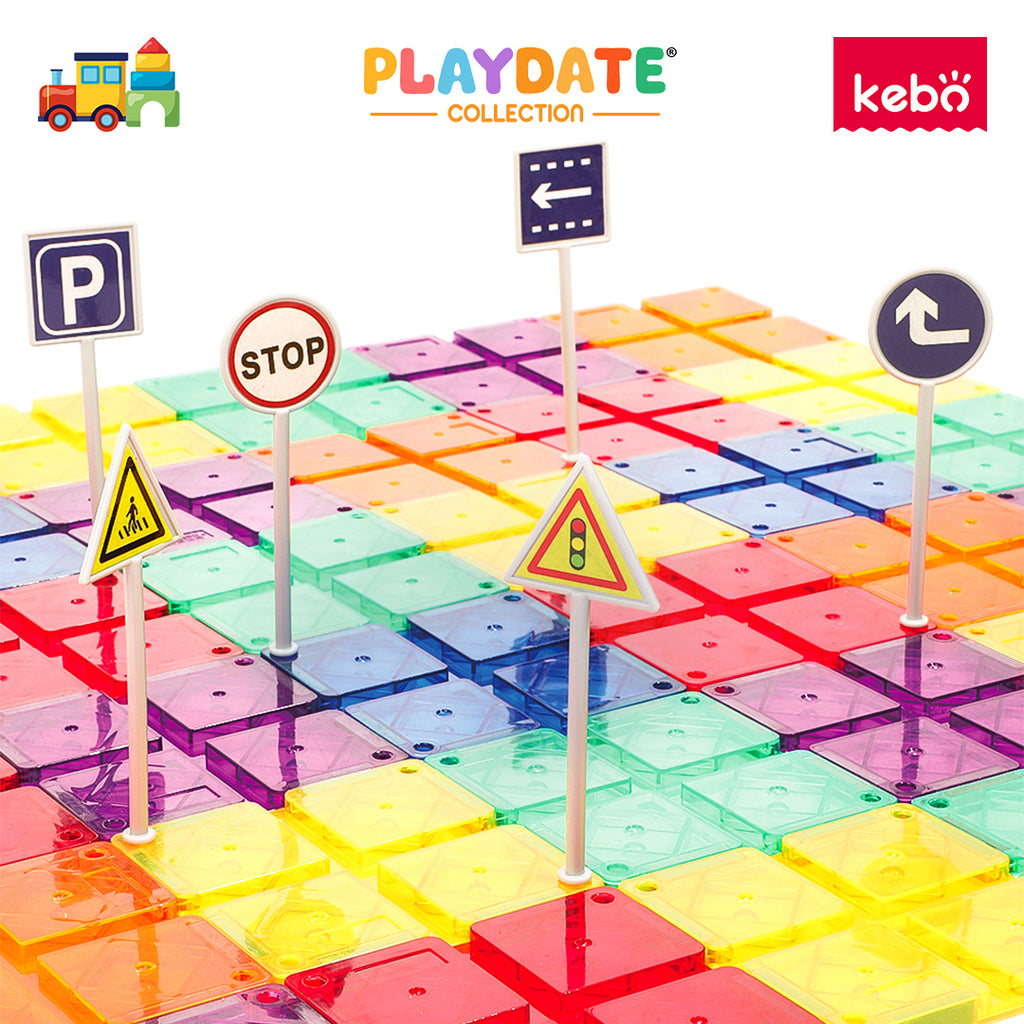 Kebo Racing Car Playset - 50pcs Educational Magnetic Tiles Building Toy