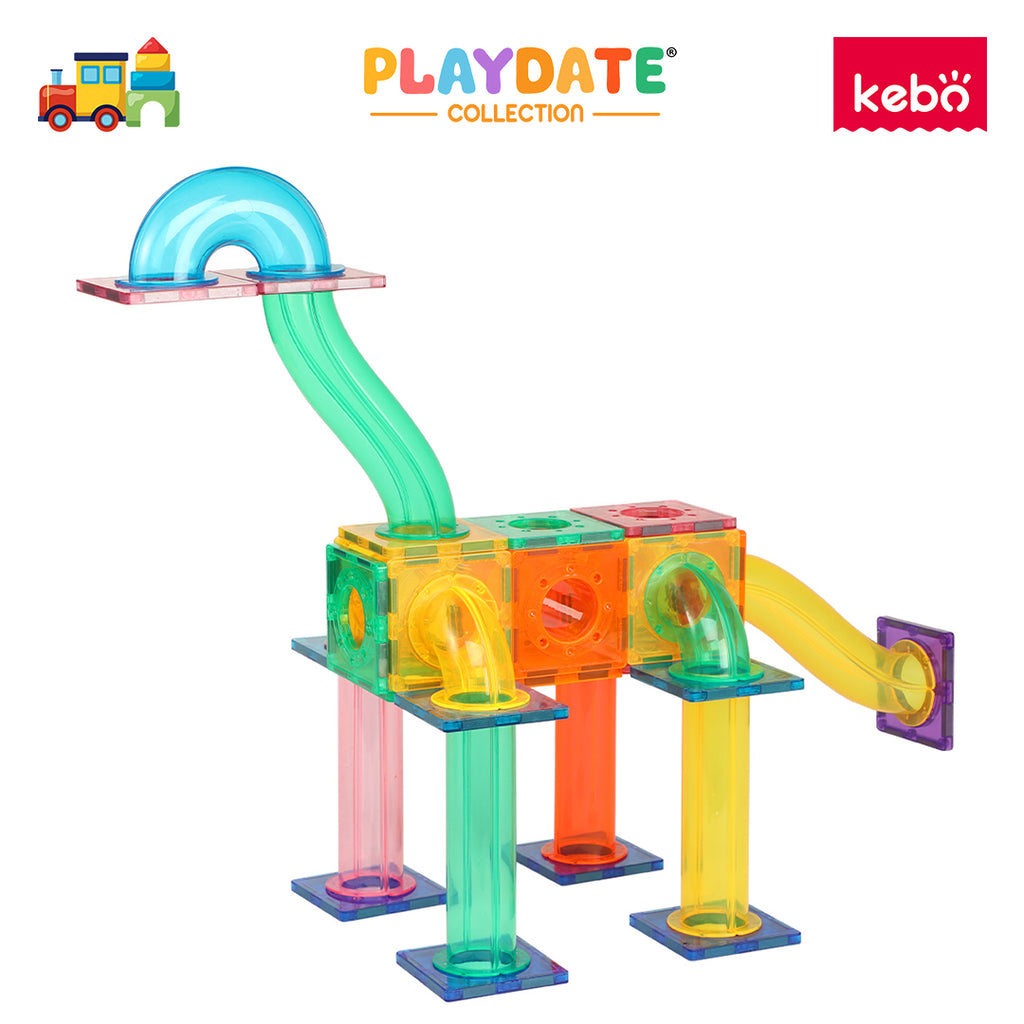 Kebo Marble Run Playset - 80pcs Educational Magnetic Tiles Building Toy