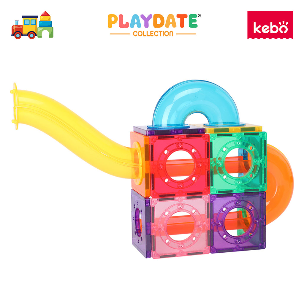 Kebo Marble Run Playset - 80pcs Educational Magnetic Tiles Building Toy