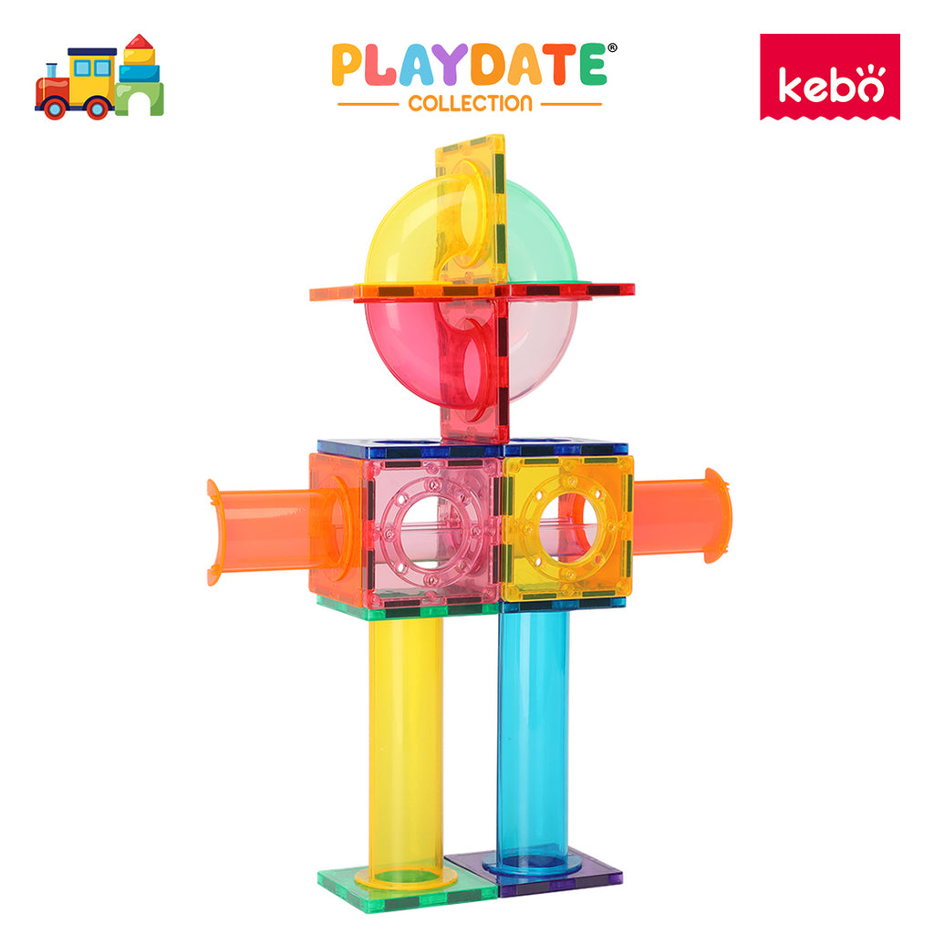 Kebo Marble Run Playset - 80pcs Educational Magnetic Tiles Building Toy