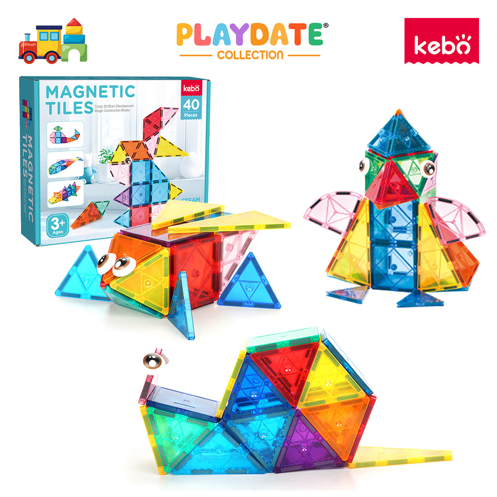 Kebo Creative Playset - 40pcs Educational Magnetic Tiles Building Toy