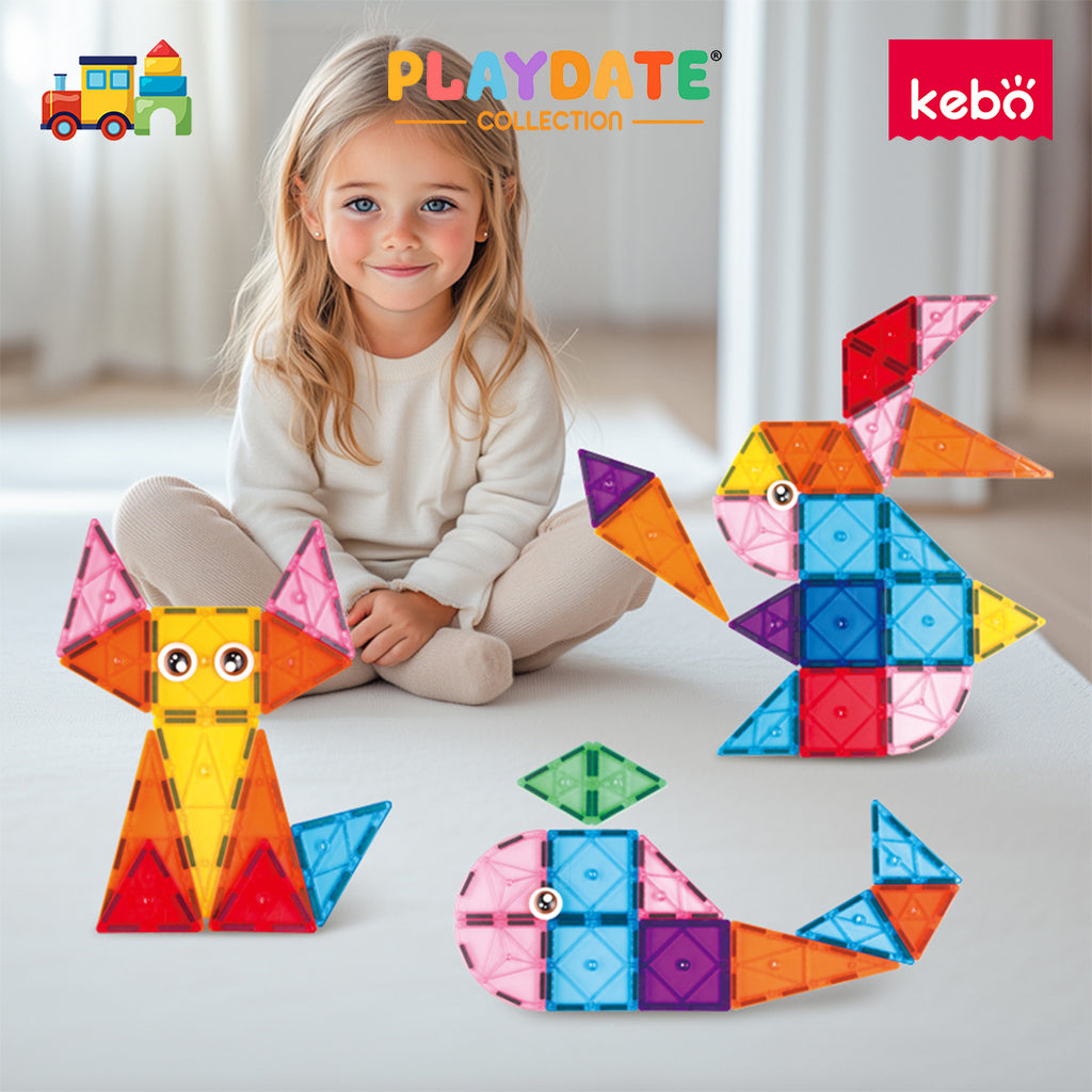 Kebo Creative Playset - 40pcs Educational Magnetic Tiles Building Toy