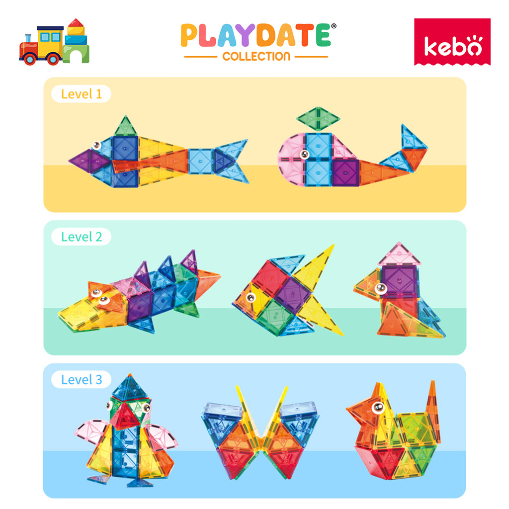 Kebo Creative Playset - 40pcs Educational Magnetic Tiles Building Toy