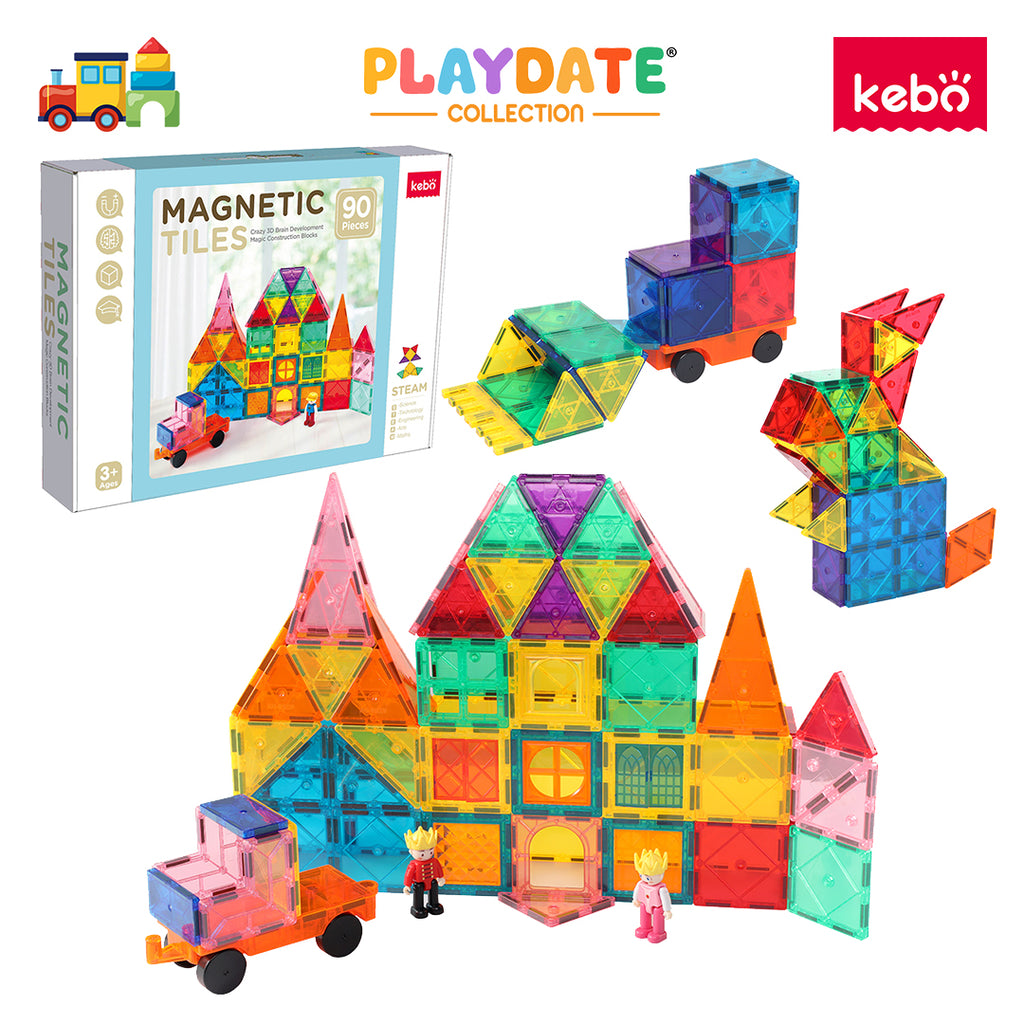 Kebo Creative Playset - 90pcs Educational Magnetic Tiles Building Toy