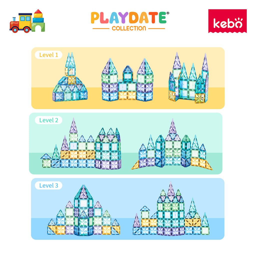 Kebo Starshine Playset - 60pcs Educational Magnetic Tiles Building Toy
