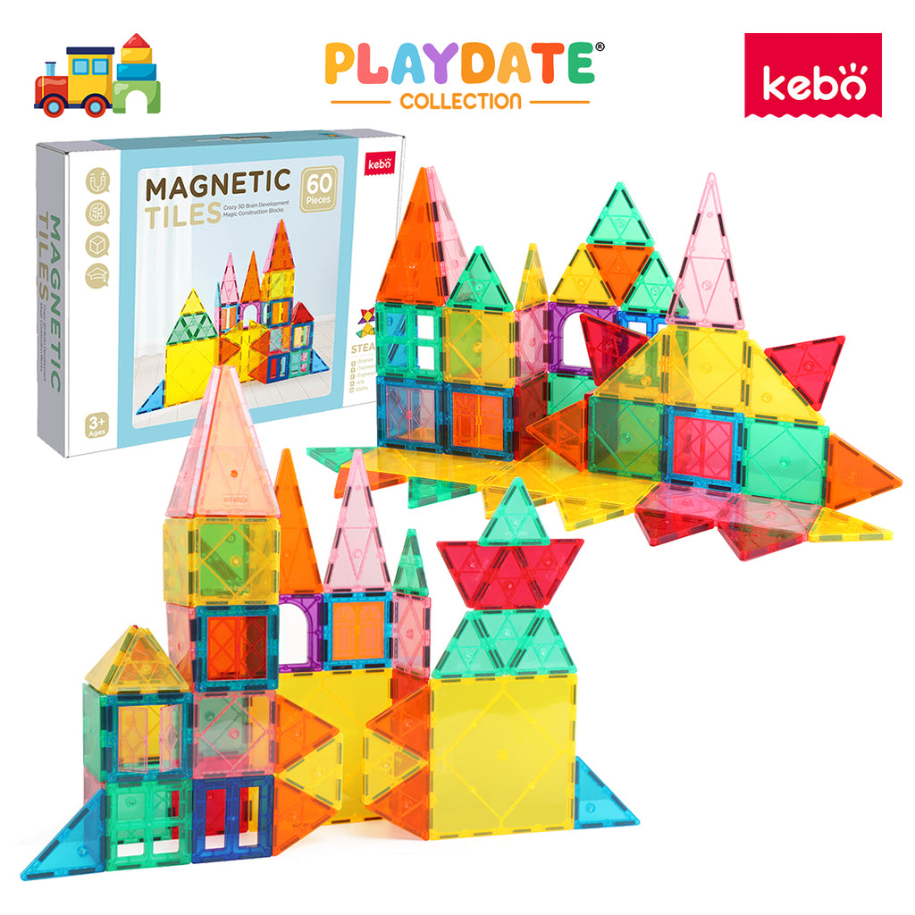 Kebo Creative Playset - 60pcs Educational Magnetic Tiles Building Toy
