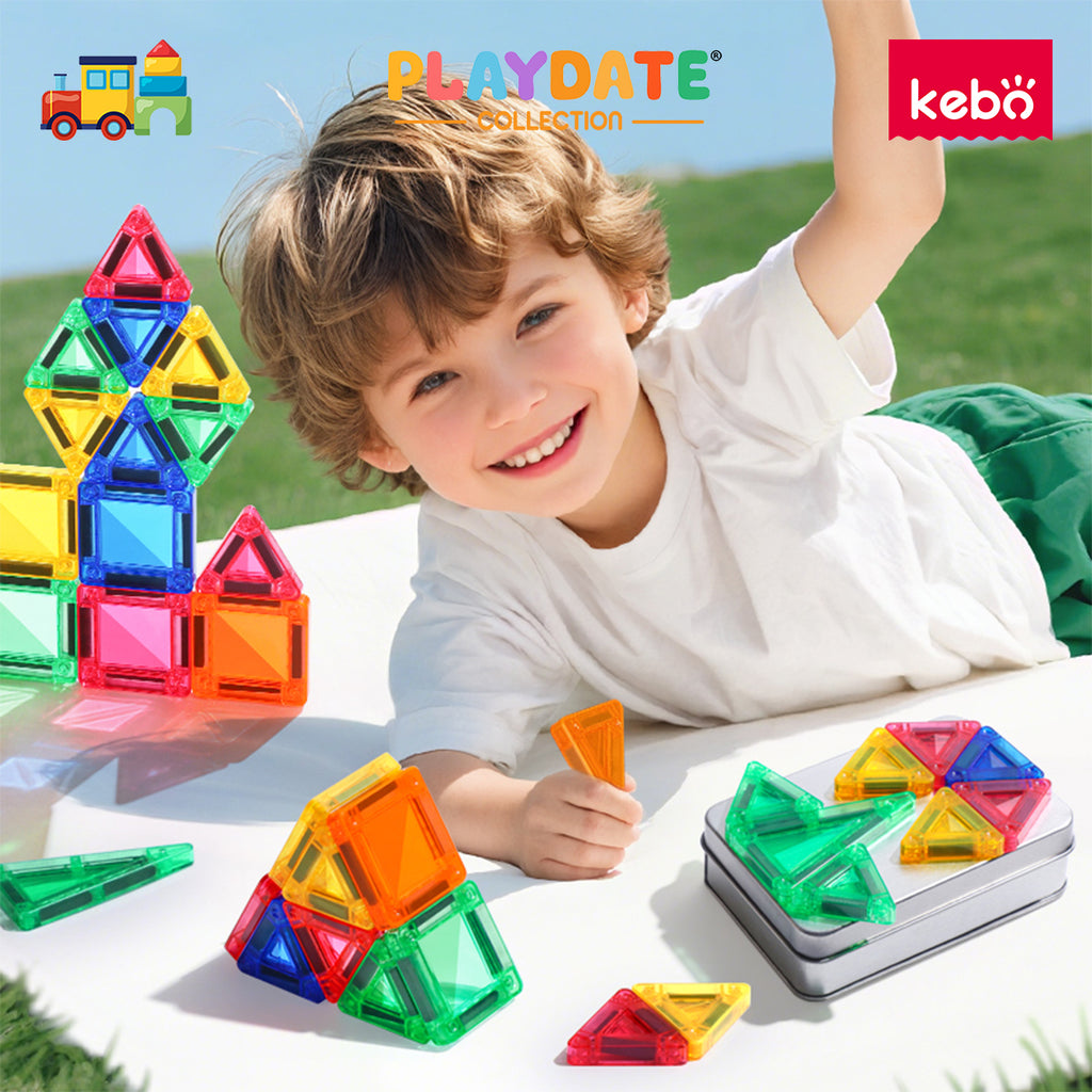 Kebo Mini Starshine Playset - 20pcs Travel Size Educational Magnetic Tiles Building Toy