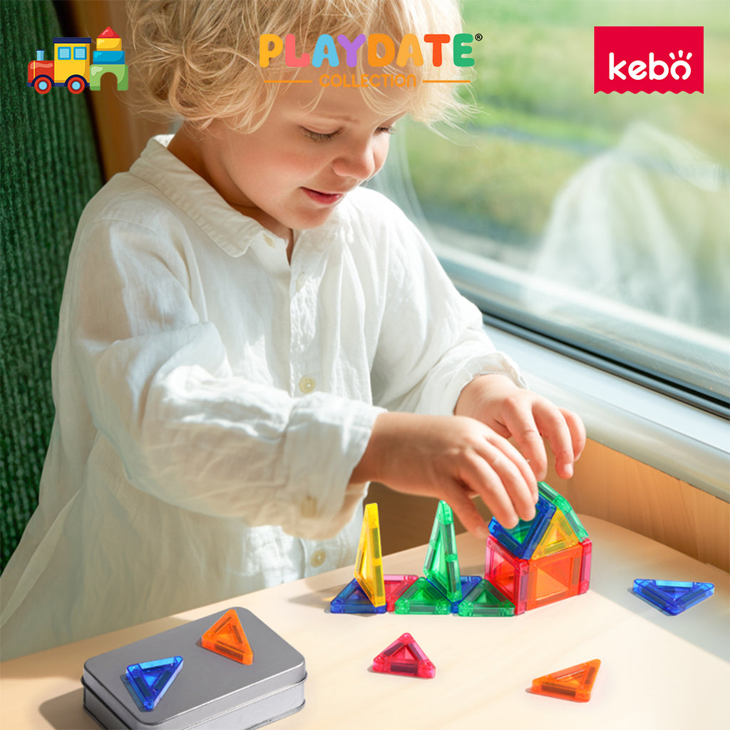 Kebo Mini Starshine Playset - 20pcs Travel Size Educational Magnetic Tiles Building Toy