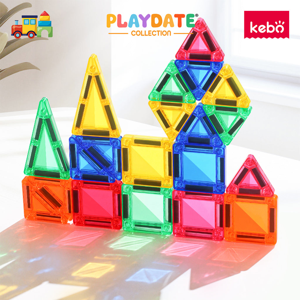 Kebo Mini Starshine Playset - 20pcs Travel Size Educational Magnetic Tiles Building Toy