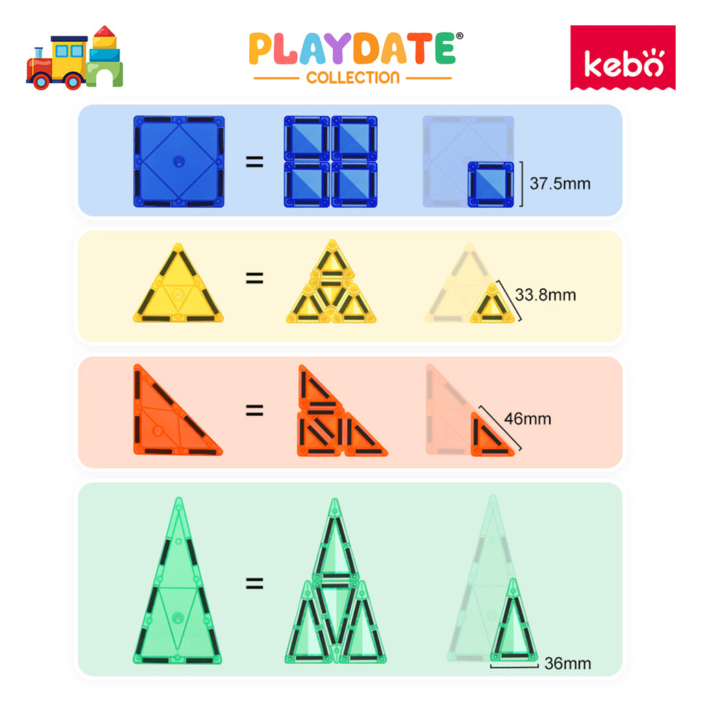 Kebo Mini Starshine Playset - 20pcs Travel Size Educational Magnetic Tiles Building Toy