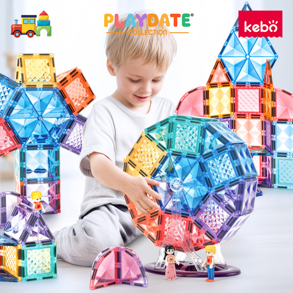 Kebo Starshine Ferris Wheel Playset - 62pcs Educational Magnetic Tiles Building Toy