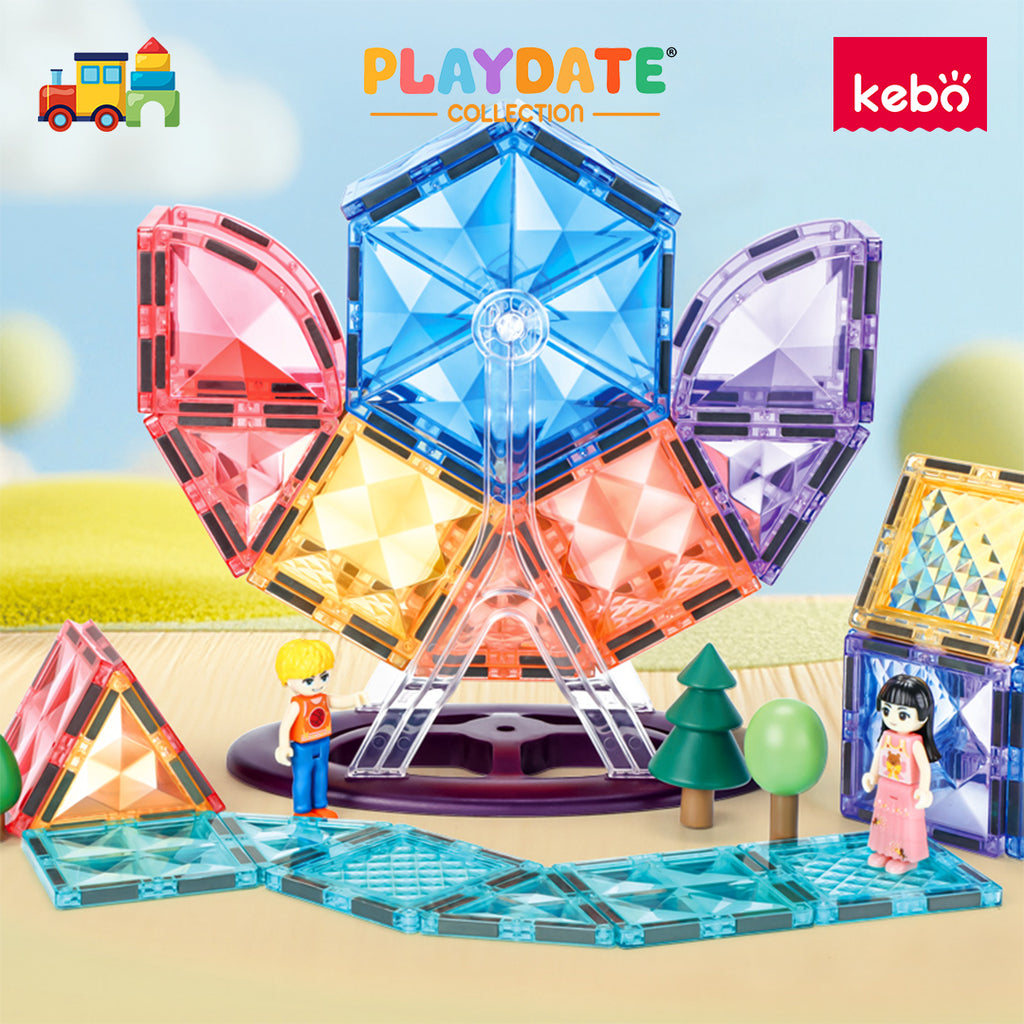 Kebo Starshine Ferris Wheel Playset - 62pcs Educational Magnetic Tiles Building Toy