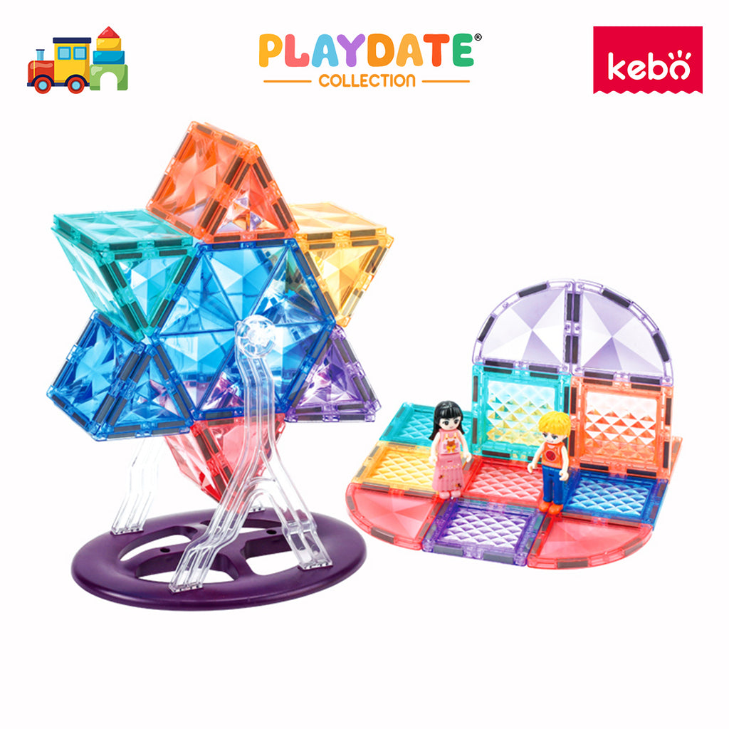Kebo Starshine Ferris Wheel Playset - 62pcs Educational Magnetic Tiles Building Toy