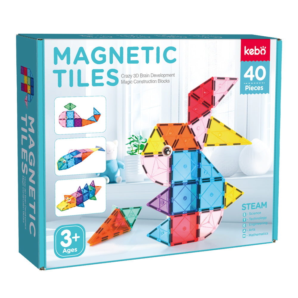Kebo Creative Playset - 40pcs Educational Magnetic Tiles Building Toy