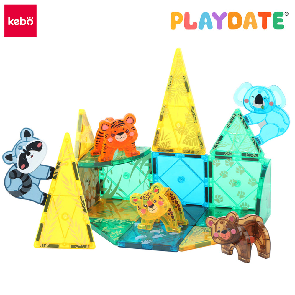 Kebo Magnetic Learning Tiles Jungle Animals Educational Montessori Toys Building Blocks