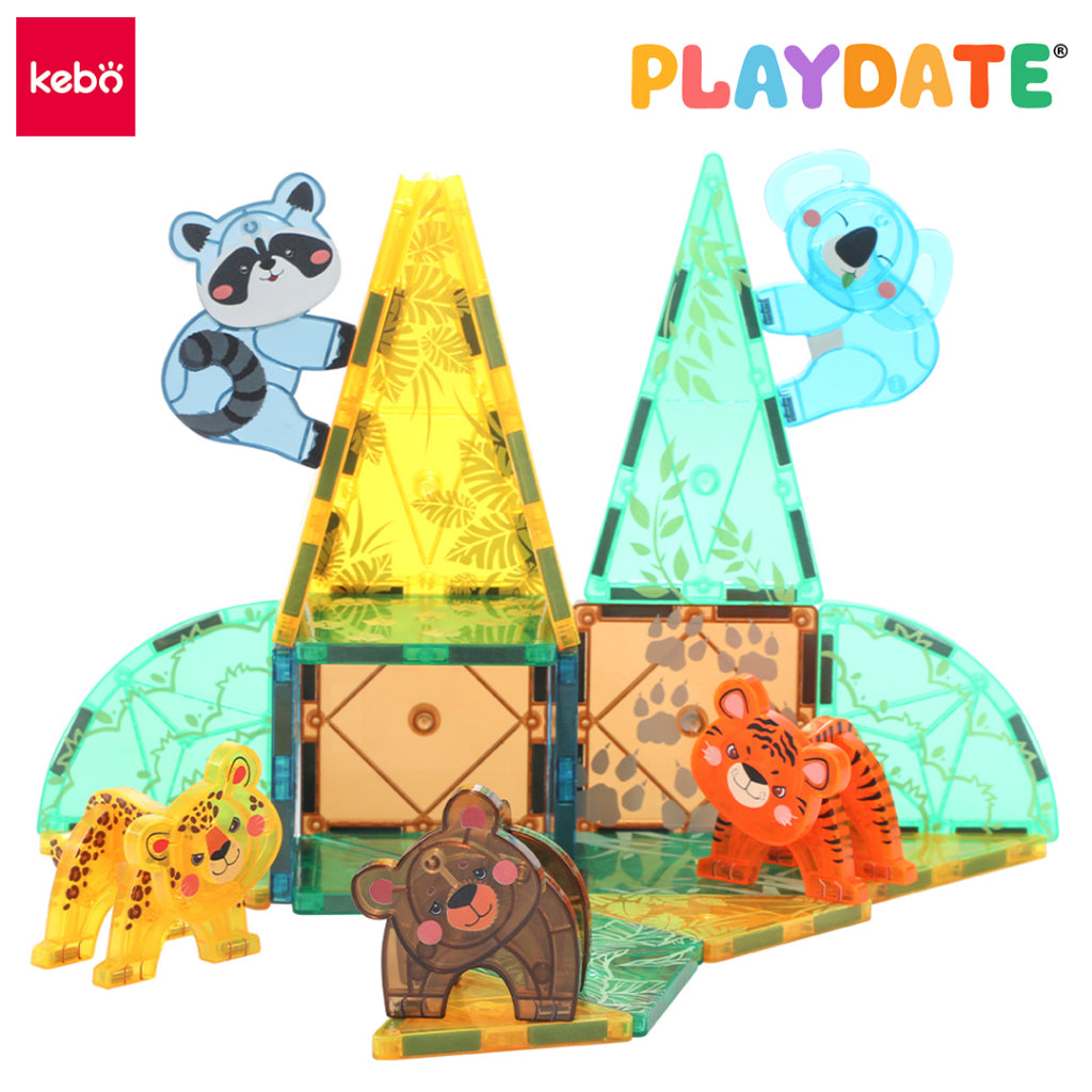 Kebo Magnetic Learning Tiles Jungle Animals Educational Montessori Toys Building Blocks