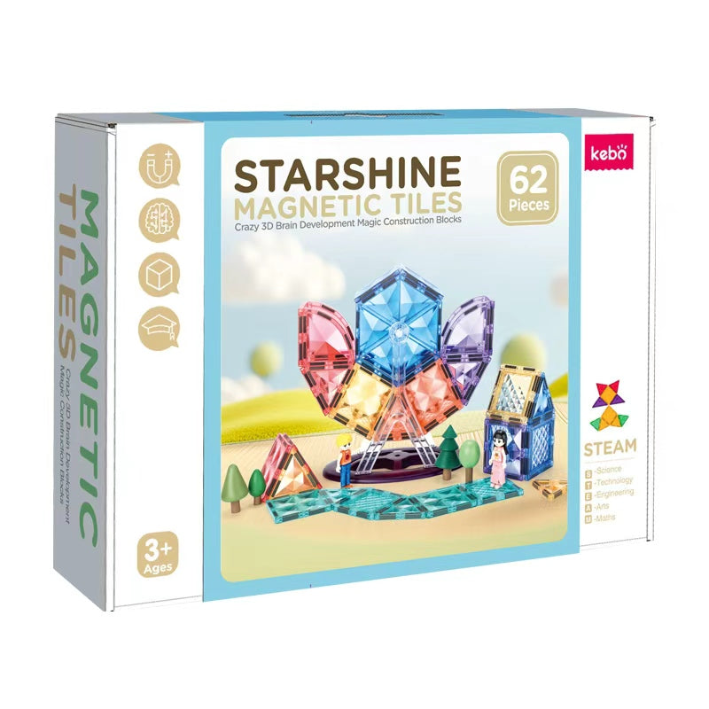 Kebo Starshine Ferris Wheel Playset - 62pcs Educational Magnetic Tiles Building Toy