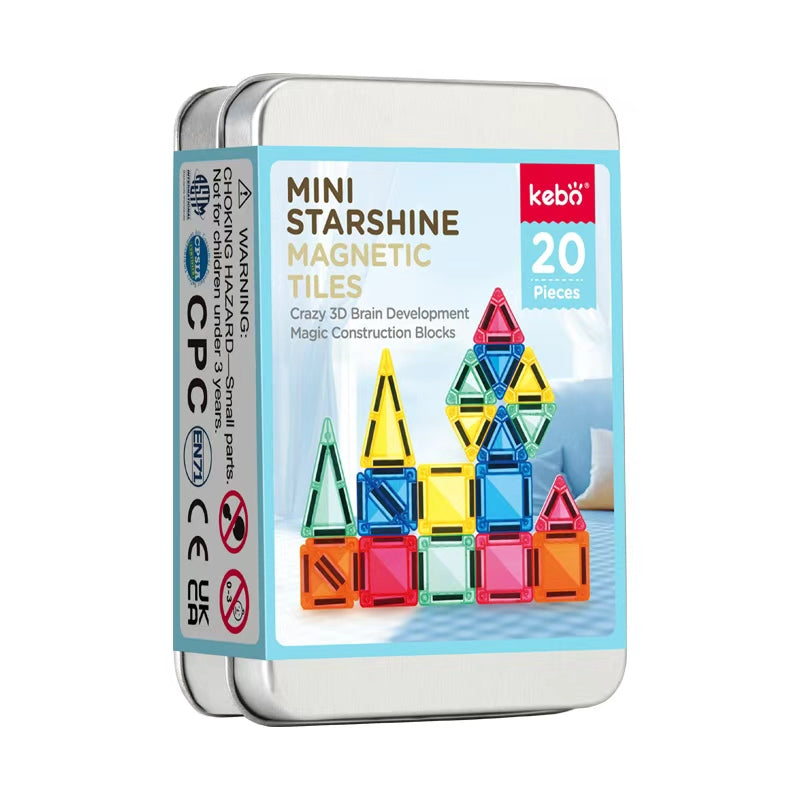 Kebo Mini Starshine Playset - 20pcs Travel Size Educational Magnetic Tiles Building Toy