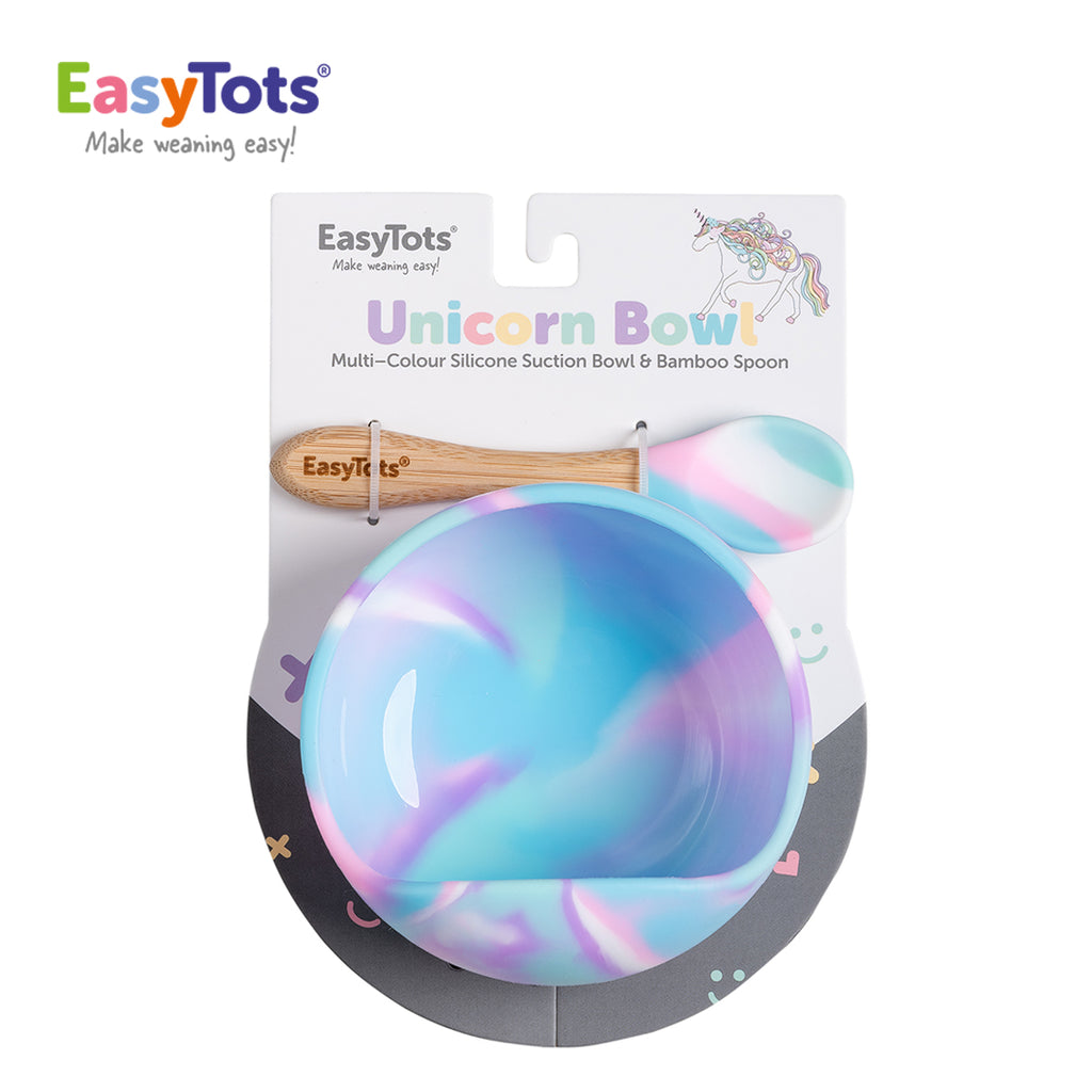 EasyTots Unicorn Suction Bowl and Bamboo Spoon Set