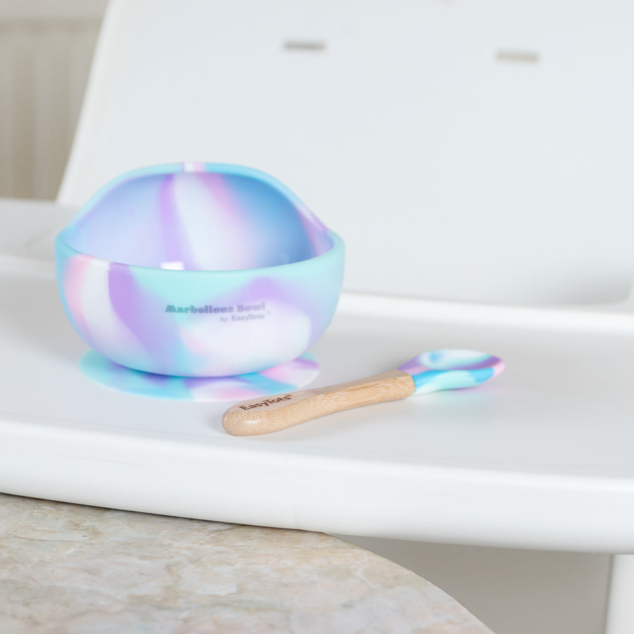 EasyTots Unicorn Suction Bowl and Bamboo Spoon Set