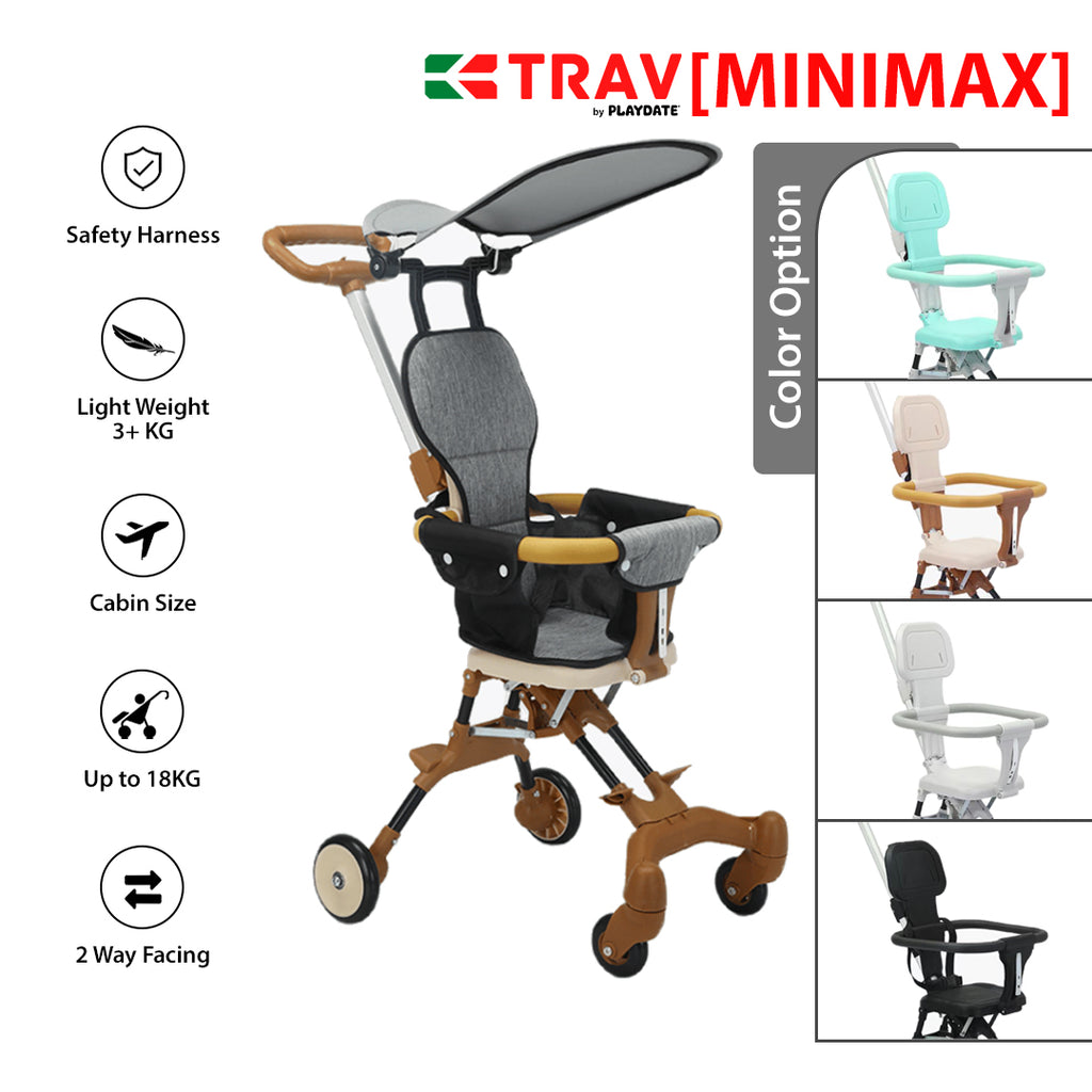 Playdate Trav Mini: Lightweight Foldable Portable Travel Stroller